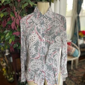 Paisley Print Women's Top - Gray and Pink